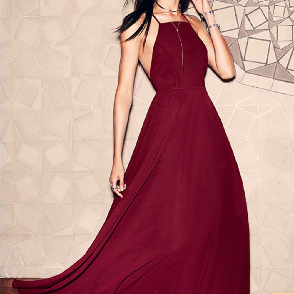 Burgundy floor length dress